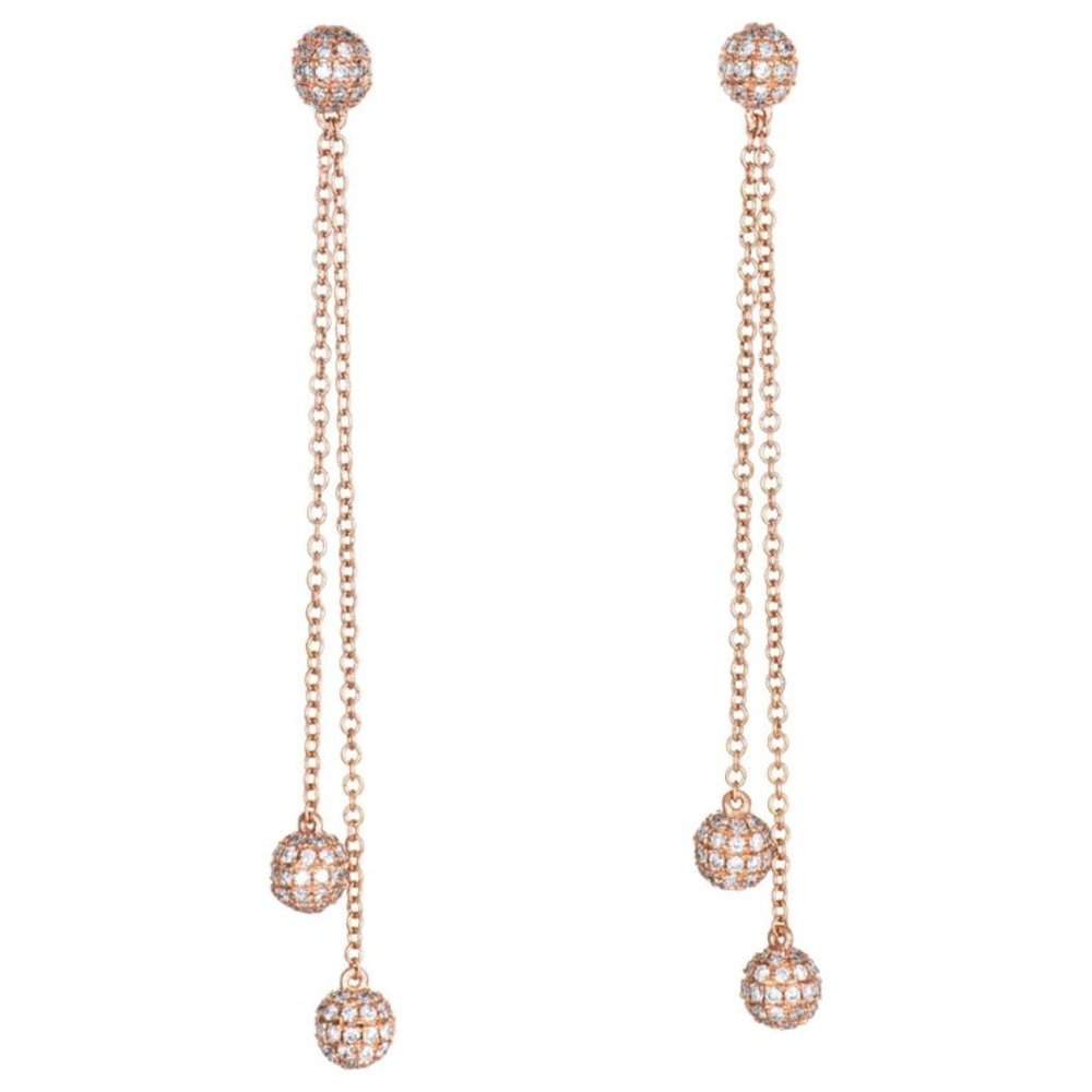 0.80 Carat Diamond Orb Earrings 14 Karat Gold Long Dangle Estate Fine Jewelry